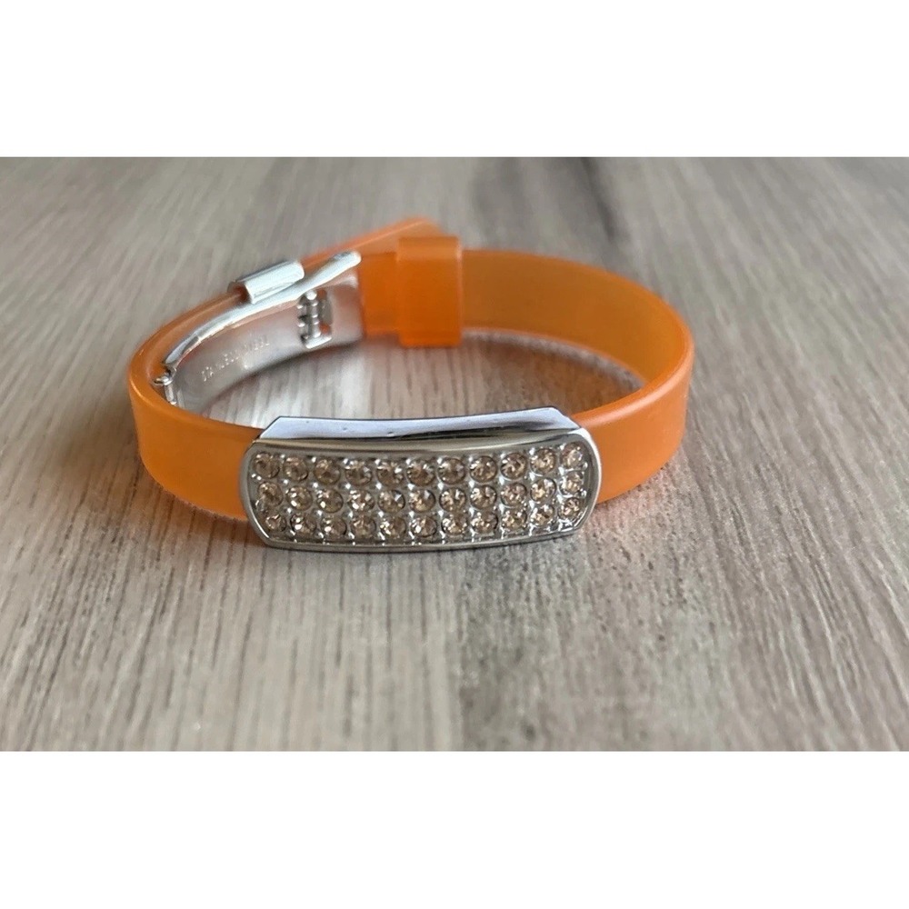 Early 2000s Swarovski Orange Jelly Watch‎ Style Bracelet With Crystals